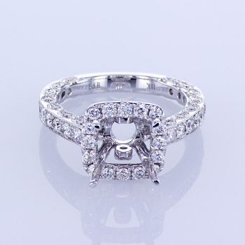 1.40CT 18KT WHITE GOLD PRINCESS HALO DIAMOND ENGAGEMENT RING CHANNEL SETTING KR11237XD150A-1-IEBD