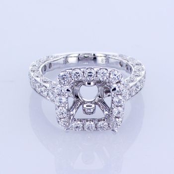 1.90CT 18KT WHITE GOLD PRINCESS HALO DIAMOND ENGAGEMENT RING CHANNEL SETTING KR11237XD200A-1-IEBD