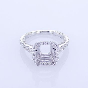 1.00CT 18KT WHITE GOLD CUSHION HALO DIAMOND ENGAGEMENT RING SETTING KR11400XD200A-3-IEBD