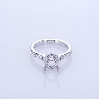 0.72CT 18KT WHITE GOLD OVAL DIAMOND ENGAGEMENT RING SETTING KR14307XD250A-1-IEBD 