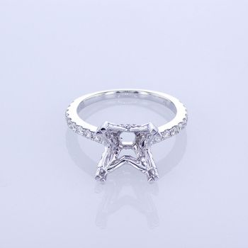 0.65CT 18KT WHITE GOLD PRINCESS CUT ENGAGEMENT RING SETTING KR14421XD400A-1-IEBD