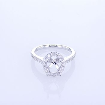 1.00CT 18KT WHITE GOLD OVAL HALO DIAMOND ENGAGEMENT RING SETTING KR15205XD200-1-IEBD 