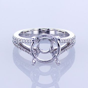 0.50CT 18KT WHITE GOLD ROUND PRONG DIAMOND ENGAGEMENT RING SETTING W/ SPLIT SHANK KR15219XD400A-1-IEBD 