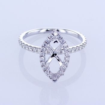 0.48CT 18KT WHITE GOLD MARQUISE HALO DIAMOND ENGAGEMENT RING SETTING KR15278MQ150A-1-IEBD 