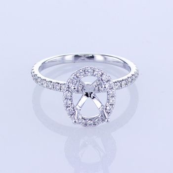 0.50CT 18KT WHITE GOLD OVAL HALO DIAMOND ENGAGEMENT RING SETTING KR15278OV200A-1-IEBD 