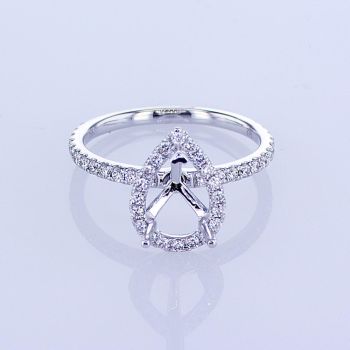 0.45CT 18KT WHITE GOLD PEAR HALO DIAMOND ENGAGEMENT RING SETTING KR15278PS150A-1-IEBD 