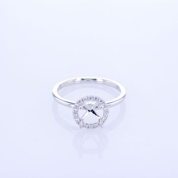 0.16CT 18KT WHITE GOLD ROUND HALO DIAMOND ENGAGEMENT RING SETTING W/ SOLITAIRE BAND KR15278XD100A1-1-IEBD 
