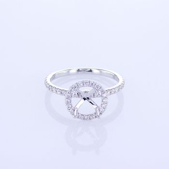 0.48CT 18KT WHITE GOLD ROUND HALO DIAMOND ENGAGEMENT RING SETTING KR15278XD150A-1-IEBD