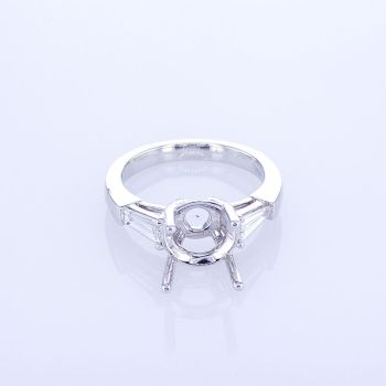 0.50CT 950 PLATINUM ROUND DIAMOND ENGAGMENT RING SOLITAIRE SETTING W/ ACCENT STONES KR15699XD250-1-IEBD 