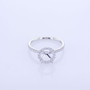 0.40CT 18KT WHITE GOLD ROUND HALO DIAMOND ENGAGEMENT RING SETTING W/ 4 PRONGS KR15278XD100A-1-IEBD