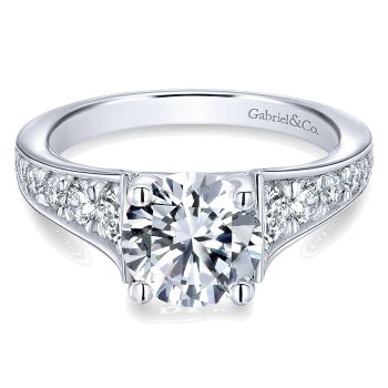 0.79 ct - Diamond Engagement Ring Set in 14k White Gold Straight Setting /ER12278R6W44JJ-IGCD