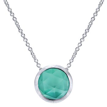 925 Silver Rock Crystal&green Onyx Fashion Necklace NK4730SVJXG