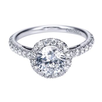 14K White Gold 0.57 ct Diamond Halo Engagement Ring Setting ER7261W44JJ