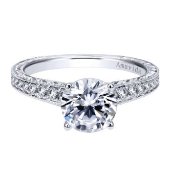 Gabriel & Co 18K White Gold 0.35 ct Diamond Straight Engagement Ring Setting ER11814R3W83JJ