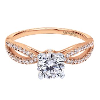 0.19 ct - Diamond Engagement Ring Set in 14k Pink Gold Split Shank /ER8129K44JJ-IGCD