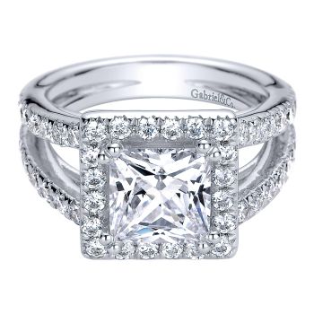 1.14 ct Diamond Engagement Ring - Set in 14k White Gold Diamond Halo /ER9369W44JJ-IGCD