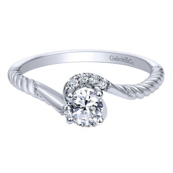 0.38 ct Pre-Set Engagement Ring
 14k White Gold Diamond Bypass /ER910944W44JJ.CSD4-IGCD