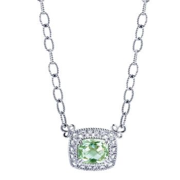 925 Silver Green Amethyst Fashion Necklace NK3043SVJGA