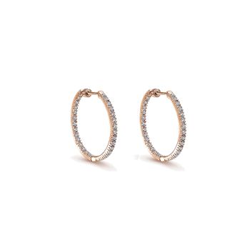 0.75 ct - Earrings
 14k Pink Gold Diamond Classic Hoop /EG697K45JJ-IGCD