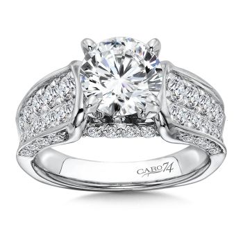 Grand Opulance Collection Engagement Ring With Diamond Side Stones in 14K White Gold with Platinum Head (1.13ct. tw.) /CR223W