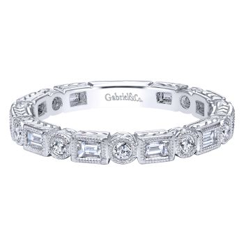 0.57 ct F-G SI Diamond Stackable Ladie's Ring In 14K White Gold LR4380W44JJ