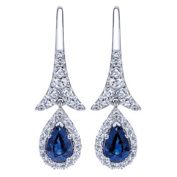 Sapphire and Diamond Drop Earrings set in 14KT White Gold 1.52ct UNEG12206W45SA-IGCD