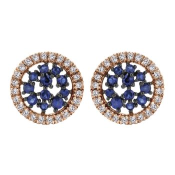 Sapphire and Diamond Stud Earrings set in 14KT White and Rose Gold 0.66ct UNEG12620T45SA-IGCD