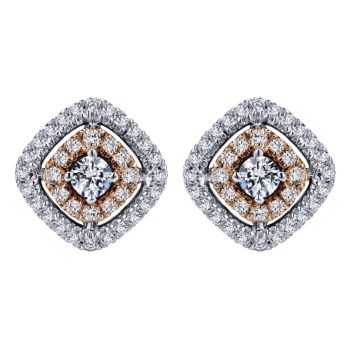 14k White and Rose Gold Clustered Diamond S Stud Earrings 0.37 ct UNEG12645T44JJ