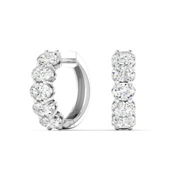 2.00Ct 14Kt Gold Lab Grown Diamond Oval Hoops Earrings E-F Color VS1 Clarity