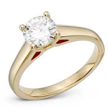 Modern Cathedral Solitaire - D Color Moissanite Solitaire Ring - Set in 14K White/Yellow Gold - Choose Your Size