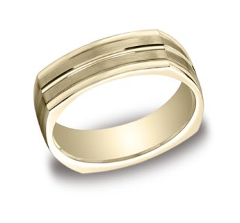 14Kt Yellow Gold 7mm Comfort Fit Satin Finish With High Polish EURECF5718014KY-IBMD
