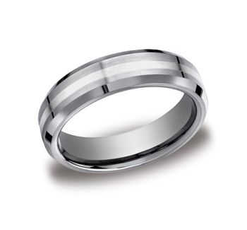 6mm Comfort fit high polished carved Design Wedding Band In Tungsten/18KW EWCF66426TG-IBMD