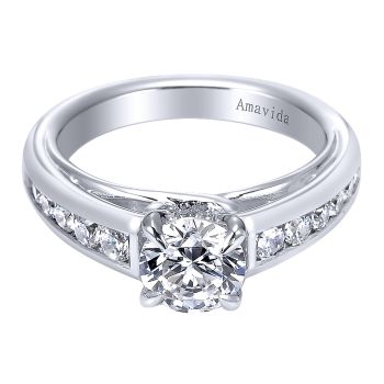 0.52 ctDiamond Engagement Ring Set in 18k White Gold - Straight Setting /ER6157W83JJ-IGCD