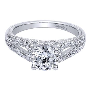 14K White Gold 0.28 ct Diamond Split Shank Engagement Ring Setting ER10285W44JJ
