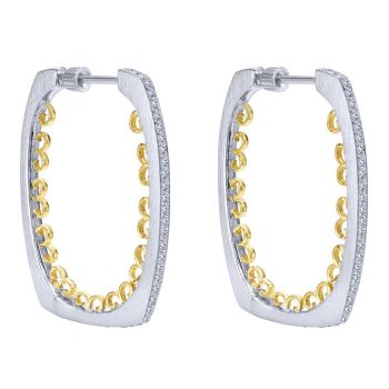 925 Silver/18k Yellow Gold Diamond Fancy Earrings 0.35 ct EG12037MY5JJ