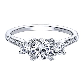 0.38 ct - 3 Stone Diamond Engagement Ring Set in 14K White Gold /ER9387W44JJ-IGCD