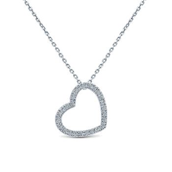 0.14 ct - Necklace
 14k White Gold Diamond Heart /NK654W44JJ-IGCD