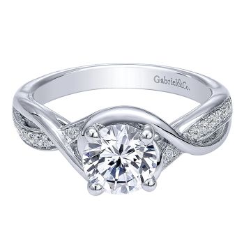0.10 ct - Diamond Engagement Ring Set in 14k White Gold Criss Cross /ER10315W44JJ-IGCD