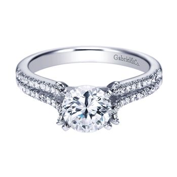 0.24 ct - Diamond Engagement Ring Set in 14k White Gold Split Shank /ER7274W44JJ-IGCD
