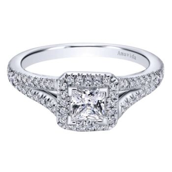 Gabriel & Co 18K White Gold 0.42 ct Diamond Halo Engagement Ring Setting ER9815W83JJ