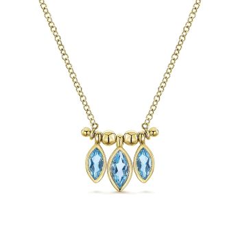 0.63 ct - Necklace
 14k Yellow Gold Swiss Blue Topaz Fashion /NK5472Y4JBT-IGCD