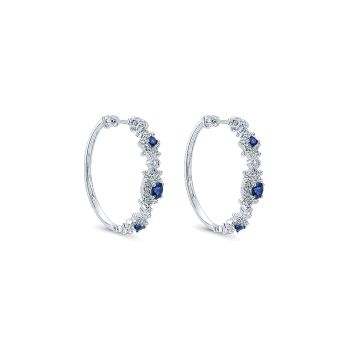 0.60 ct - Earrings
 14k White Gold Diamond And Sapphire Classic Hoop /EG12293W44SA-IGCD