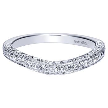 0.60 ct F-G SI Diamond Curved Wedding Band In 14K White Gold WB9037W44JJ