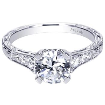 Gabriel & Co Platinum 0.20 ct Diamond Straight Engagement Ring Setting ER8780PT3JJ