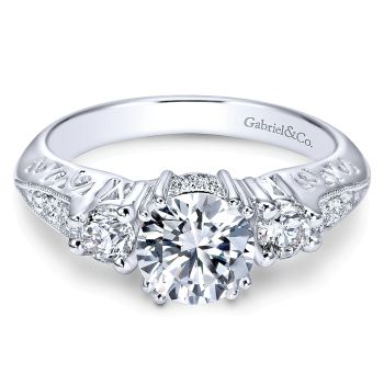 0.35 ct - 3 Stone Diamond Engagement Ring Set in Platinum /ER3699PT3JJ-IGCD
