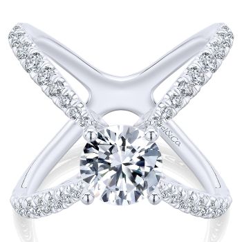 0.97 ct - Diamond Engagement Ring Set in 14k White Gold Split Shank /ER13678R6W84JJ-IGCD