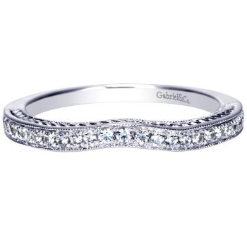 0.20 ct F-G SI Diamond Curved Wedding Band In 14K White Gold WB8827W44JJ