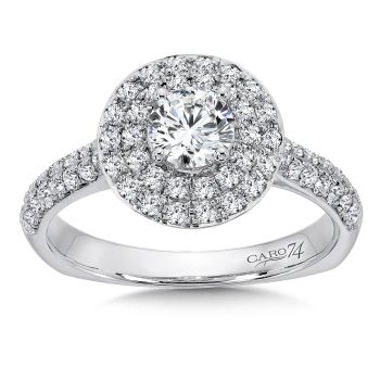 Double Round Halo Engagement Ring in 14K White Gold (0.58ct. tw.) /CR469W