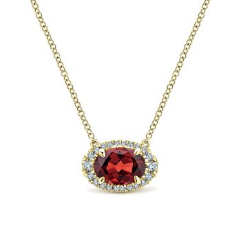 0.13 ct - Necklace
 14k Yellow Gold Diamond Garnet Fashion /NK5312Y45GN-IGCD