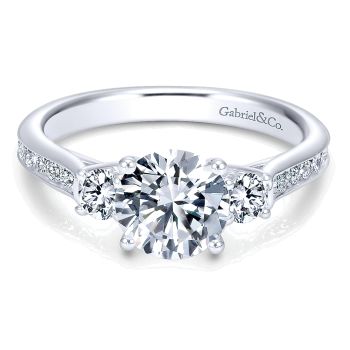 0.50 ct - 3 Stone Diamond Engagement Ring Set in 14K White Gold /ER7474W44JJ-IGCD